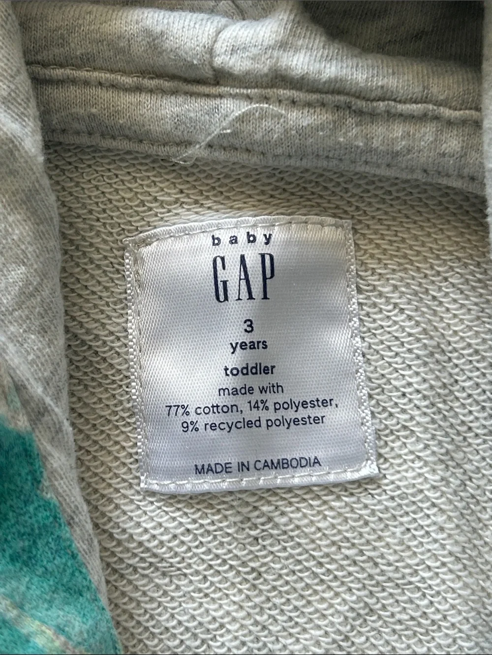 GAP Grey Hoodie with Blue & Teal Floral Design